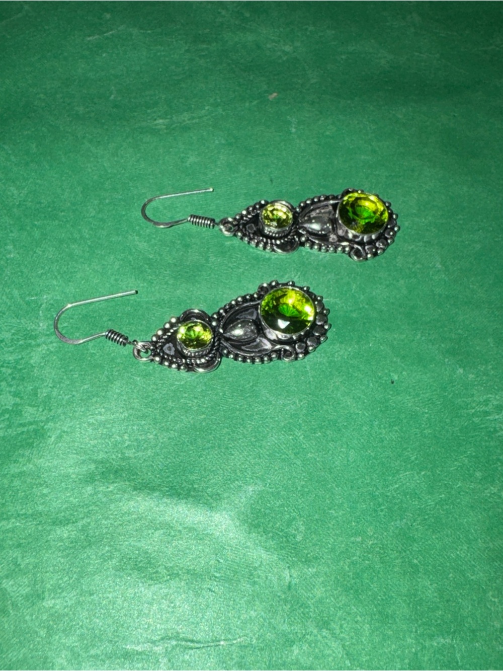 Silver Peridot Earrings - Picture 6 of 10